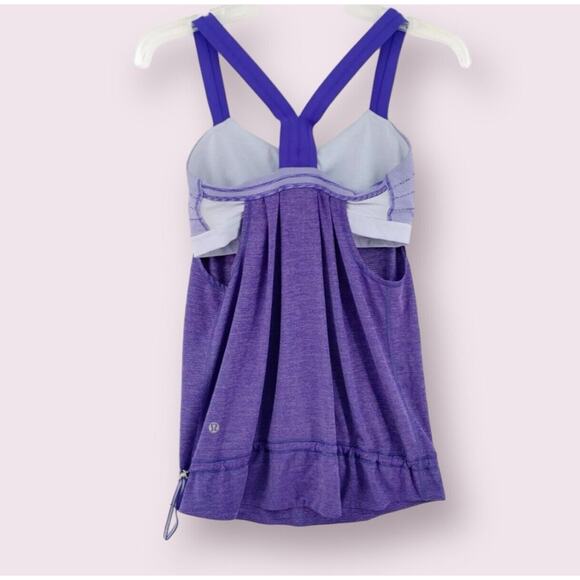 Lululemon Rest Less Tank Top Bra Bruised Berry Wee Stripe Heathered Purple Sz 4 - Picture 6 of 16